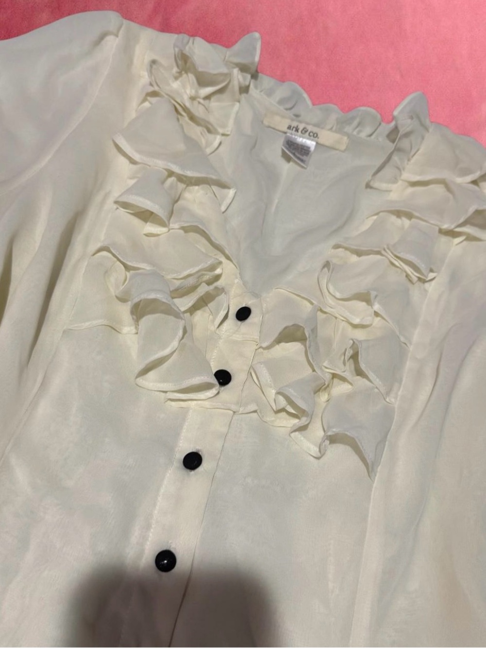 Ark & Co Cream Ruffle Button-Front Blouse - Picture 2 of 3